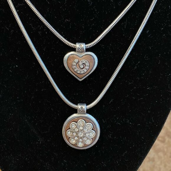 Brighton double Strand pink and Swarovski crystal pendant NECKLACE‎ - Picture 2 of 5